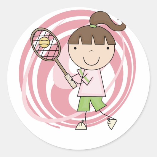 Sport Meisje Tennis Tshirts en geschenken Ronde Sticker (Voorkant)