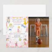 Sport Meisje Verjaardag Uitnodiging met Foto (Voorkant / Achterkant)