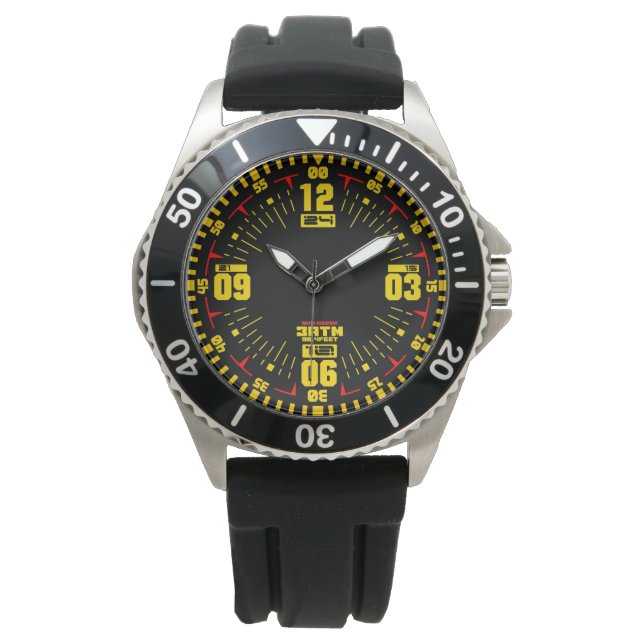 Sport militaire moderne tactische stijl geel horloge (Voorkant)