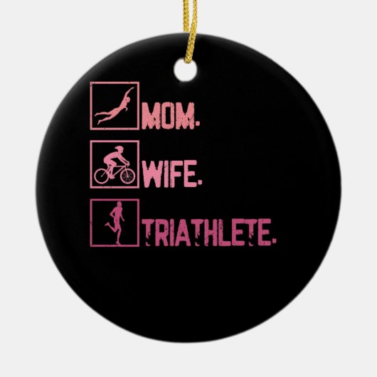 Sport Moeder Vrouw Triatleet Triathlon Zwemmen Cyc Keramisch Ornament (Voorkant)