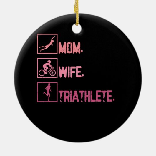 Sport Moeder Vrouw Triatleet Triathlon Zwemmen Cyc Keramisch Ornament (Achterkant)