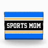 SPORT MOM Fun Athletic Bright Blue Black Stripes Fotoblokken (Voorkant)