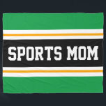 SPORT MOM Fun Athletic Groen Geel Zwart Strepen Fleece Deken<br><div class="desc">Dit sportieve,  atletische ontwerp is voorzien van gedurfde SPORT MOM tekst in een gemarkeerde brede zwarte streep met dubbele witte en gele racestrepen tegen Kelly Green buitenstrepen. De tekst in dit ontwerp kan worden gepersonaliseerd.</div>