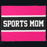 SPORT MOM Sportief Cool Helder Roze Zwarte Strepen Fleece Deken<br><div class="desc">Dit fel leuke sporty design is voorzien van een gedurfde zwarte horizontale streep in het midden, die in witte kringen verticaal is gecentreerd tussen de bijbehorende heldere roze strepen boven en onder "SPORTS MOM", die in blokletters in de middenstreep is geschreven. Maak het Uw Eigen: De kleur van de centrumstreep...</div>