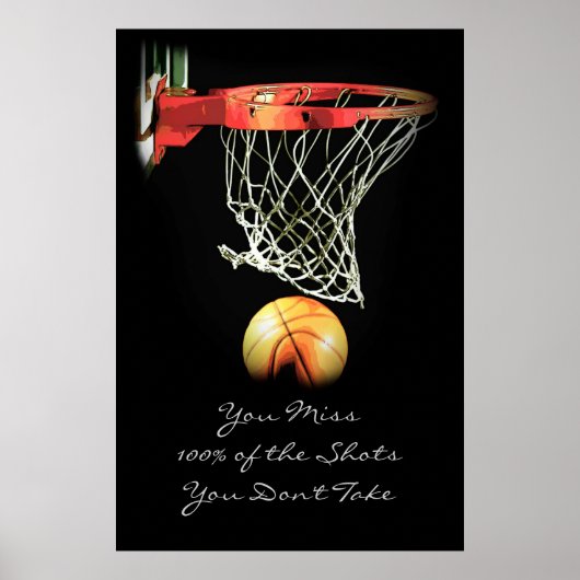 Sport Motivatie Citaat Basketball Poster (Voorkant)