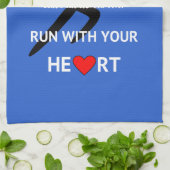 Sport motivatie hardloopcitaat blauw theedoek (Gevouwen)