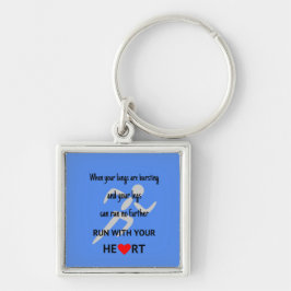 Sport motivatie hardlopers citeren helderblauw sleutelhanger