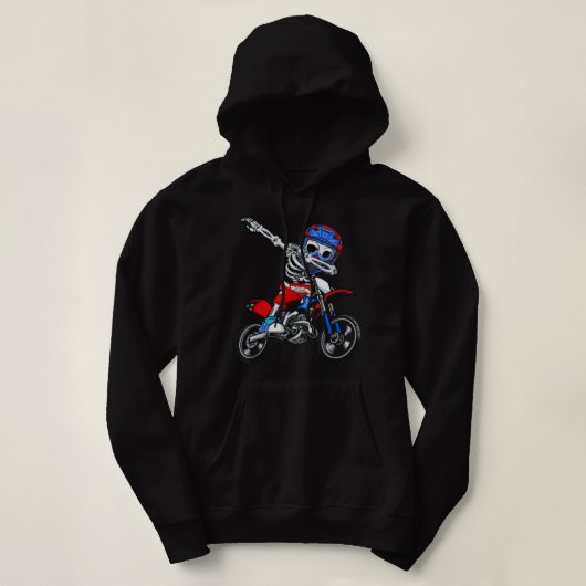 Sport Motocross Skeleton Halloween Mannen Boys Kin Hoodie (Design voorkant)