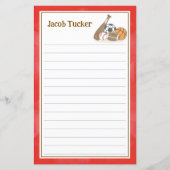 Sport Navy Rode Kinder Lijnbrief Schrijfpapier (Voorkant)