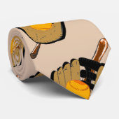 Sport Necktie met Baseball Glove & Bat Stropdas (Opgerold)