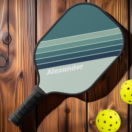 Sport Ocean Groen Nostalgisch Gestreept met Naam Pickleball Paddle