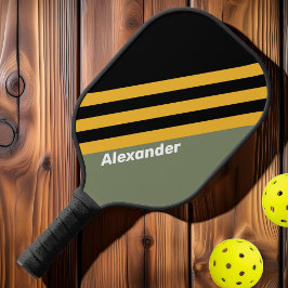 Sport Olijf Nachtlicht Strepen met Naam Pickleball Paddle