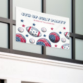 Sport op 4 juli feest spandoek (Buitenkant Gebouw)