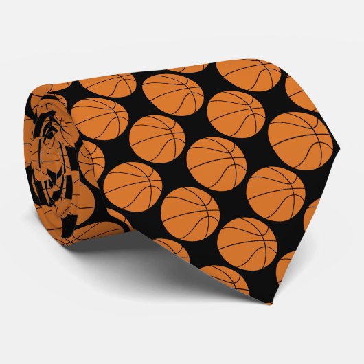 Sport Oranje Basketball Pattern Novelty Stropdas (Opgerold)