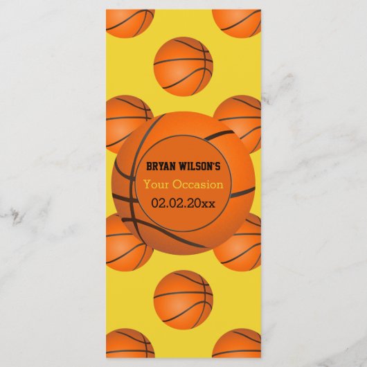 Sport Party Basketbal thema Menu kaarten (Achterkant)