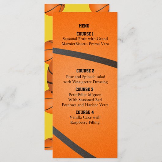 Sport Party Basketbal thema Menu kaarten (Voorkant / Achterkant)