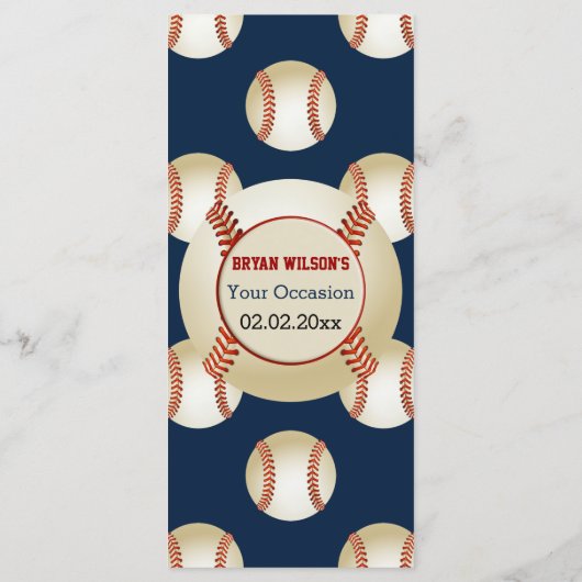 Sport Party Honkbal thema Personaliseren Menu kaar (Achterkant)