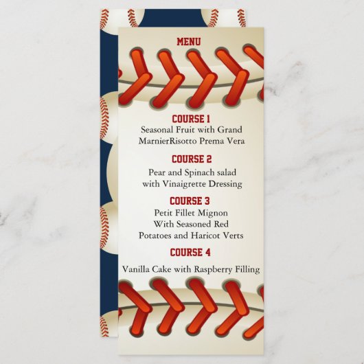 Sport Party Honkbal thema Personaliseren Menu kaar (Voorkant / Achterkant)