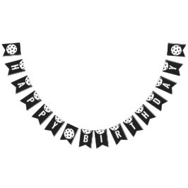 Sport Party Pickleball Zwart Thema Verjaardagsfees Vlaggetjes