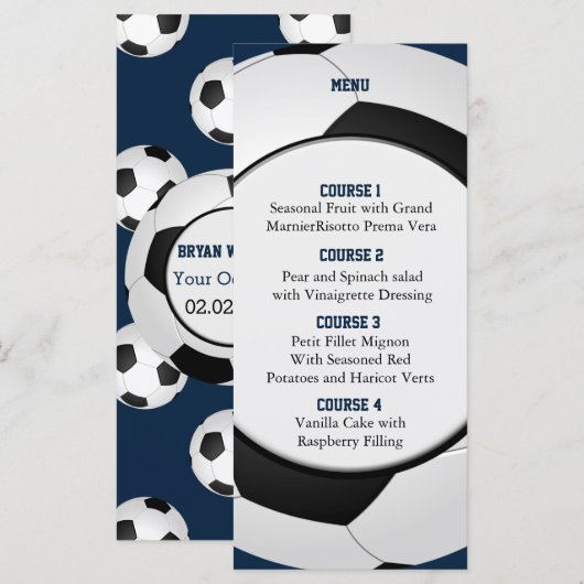 Sport Party Voetbal thema Personaliseren Menu kaar (Voorkant / Achterkant)