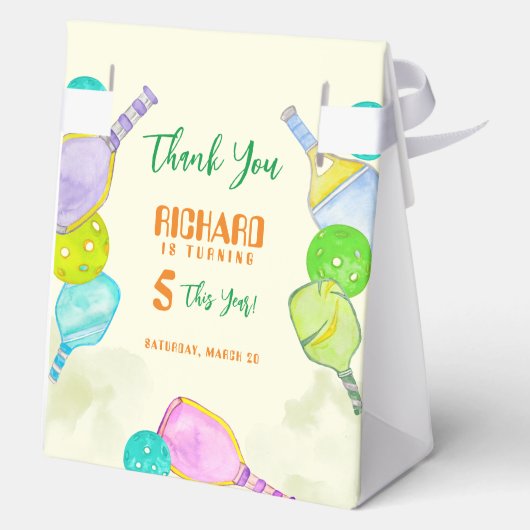 Sport Party Waterverf Pickleball thema Verjaardag Bedankdoosjes (Achterkant)