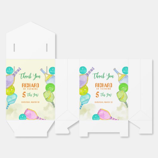 Sport Party Waterverf Pickleball thema Verjaardag Bedankdoosjes (Ongevouwen)