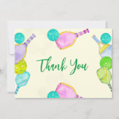 Sport Party Waterverf Pickleball thema Verjaardag Bedankkaart (Voorkant)