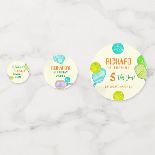 Sport Party Waterverf Pickleball thema Verjaardag Confetti (Voorkanten)