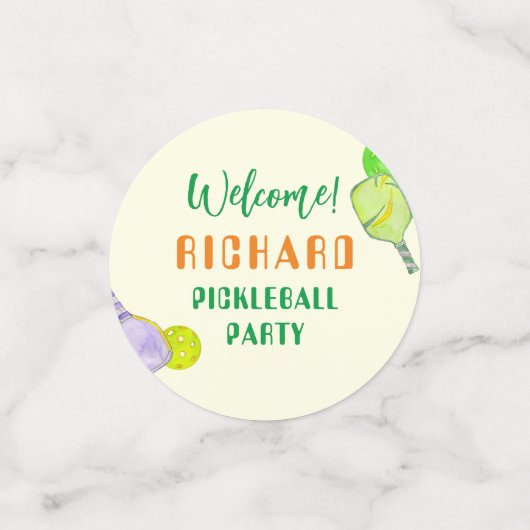 Sport Party Waterverf Pickleball thema Verjaardag Confetti (Kleine voorkant)