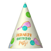 Sport Party Waterverf Pickleball thema Verjaardag Feesthoedjes (Voorkant)