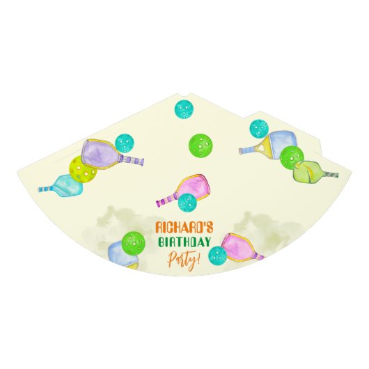 Sport Party Waterverf Pickleball thema Verjaardag Feesthoedjes (Voorkant)