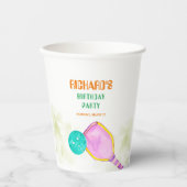 Sport Party Waterverf Pickleball thema Verjaardag Papieren Bekers (Voorkant)