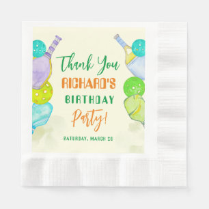 Sport Party Waterverf Pickleball thema Verjaardag Servet