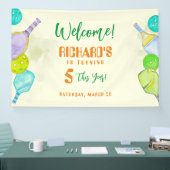 Sport Party Waterverf Pickleball thema Verjaardag Spandoek (Beurs)