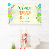 Sport Party Waterverf Pickleball thema Verjaardag Spandoek (Insitu)