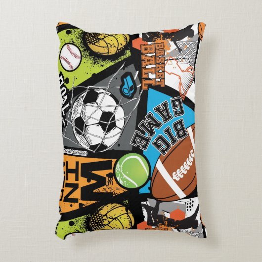 Sport Pattern With Balls Accent Kussen (Voorkant(Verticaal))