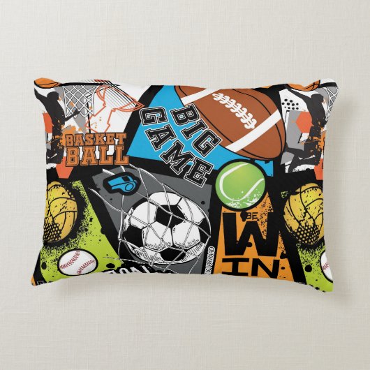 Sport Pattern With Balls Accent Kussen (Achterkant)