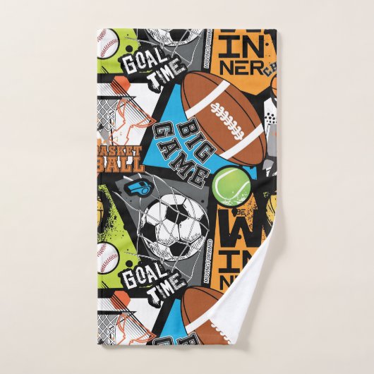 Sport Pattern With Balls Bad Handdoek (Handdoek)