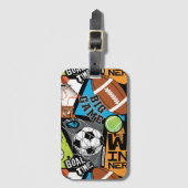 Sport Pattern With Balls Bagagelabel (Voorkant (verticaal))