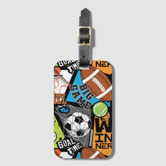 Sport Pattern With Balls Bagagelabel (Voorkant (verticaal))