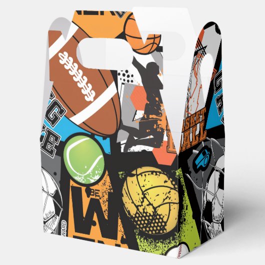 Sport Pattern With Balls Bedankdoosjes (Geopend)