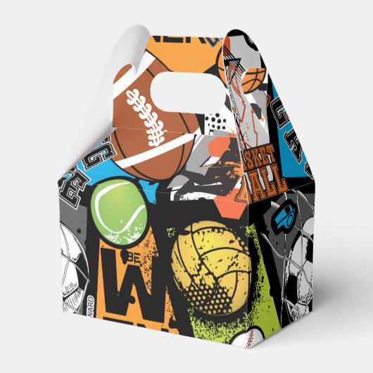 Sport Pattern With Balls Bedankdoosjes (Voorkant Zijde)