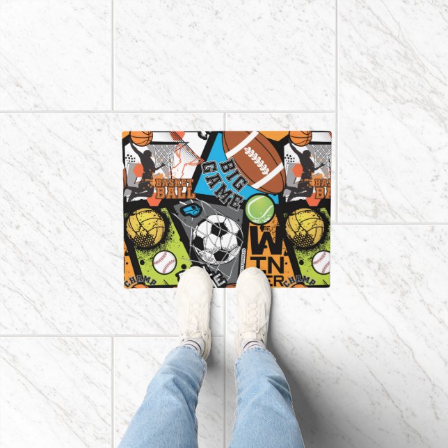 Sport Pattern With Balls Deurmat (Binnen)