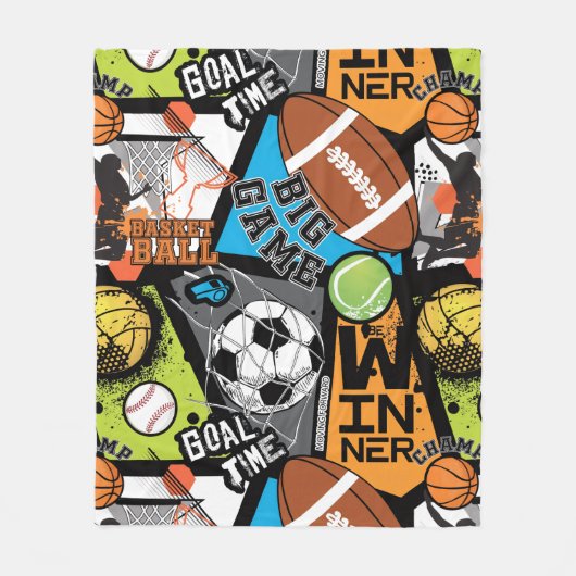 Sport Pattern With Balls Fleece Deken (Voorkant)