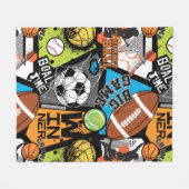 Sport Pattern With Balls Fleece Deken (Voorkant (Horizontaal))