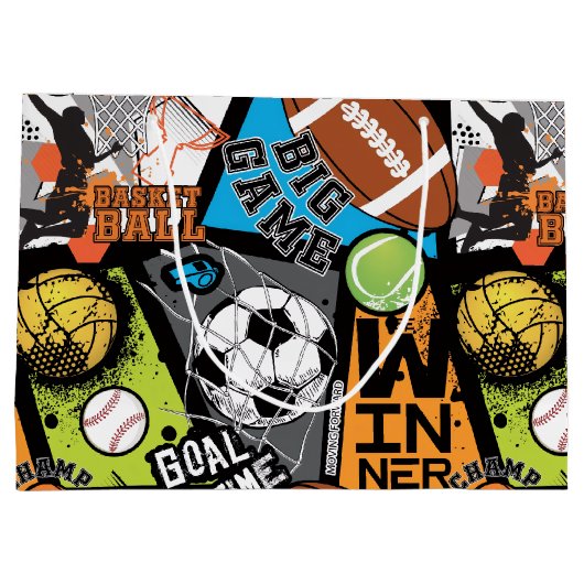 Sport Pattern With Balls Groot Cadeauzakje (Achterkant)