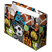 Sport Pattern With Balls Groot Cadeauzakje (Voorkant Gekanteld)