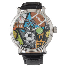 Sport Pattern With Balls Horloge