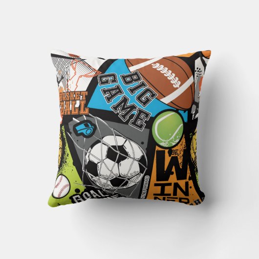 Sport Pattern With Balls Kussen (Achterkant)
