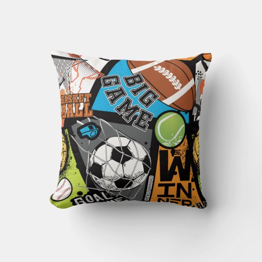 Sport Pattern With Balls Kussen (Voorkant)